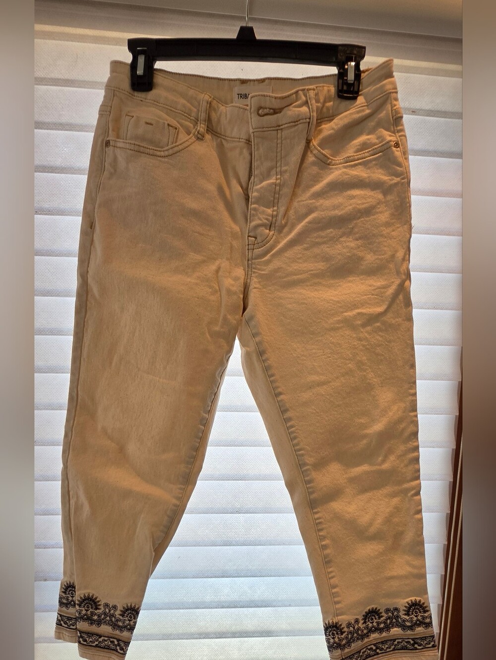 Tribal Cream Chinos with Embroidered Ankles